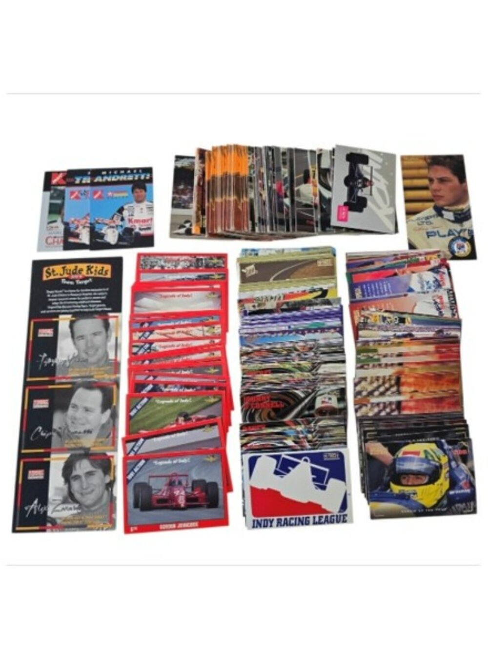 Large Vintage Indy Racing Trading Card Lot 430 Cards Mario Andretti Tin Hi Tech